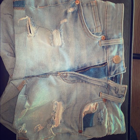 aero pastel distressed jean shorts high waisted - Picture 1 of 6